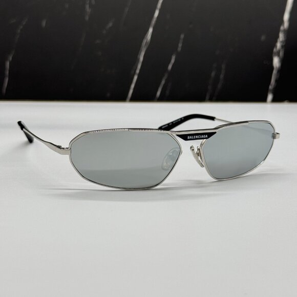 NEW BB0245S 002 BALENCIAGA SILVER UNISEX SUNGLASSES METAL EYEWEAR - Picture 3 of 8